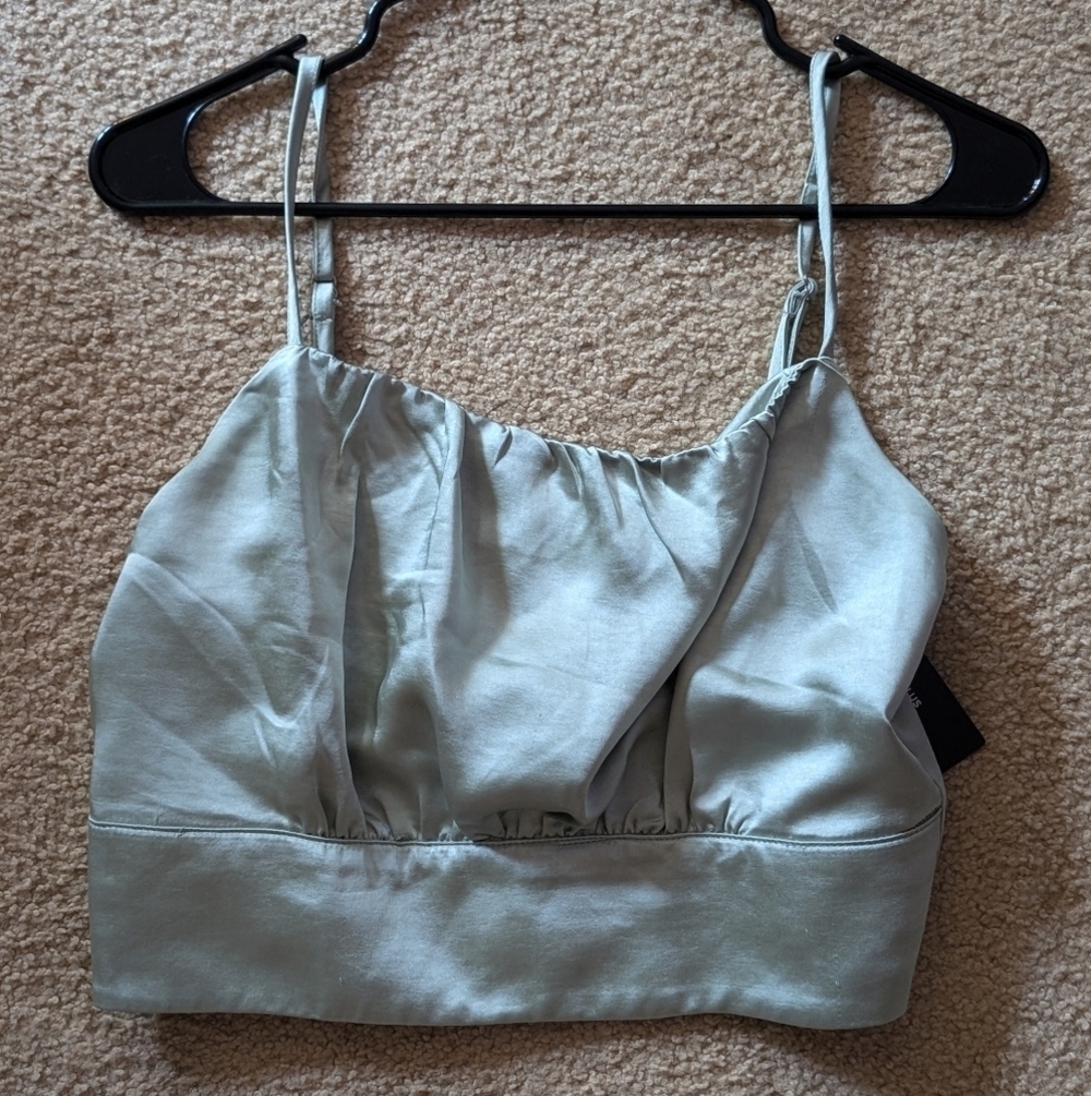 New With Tags Lulu's Green Satin Bralette Size Medium